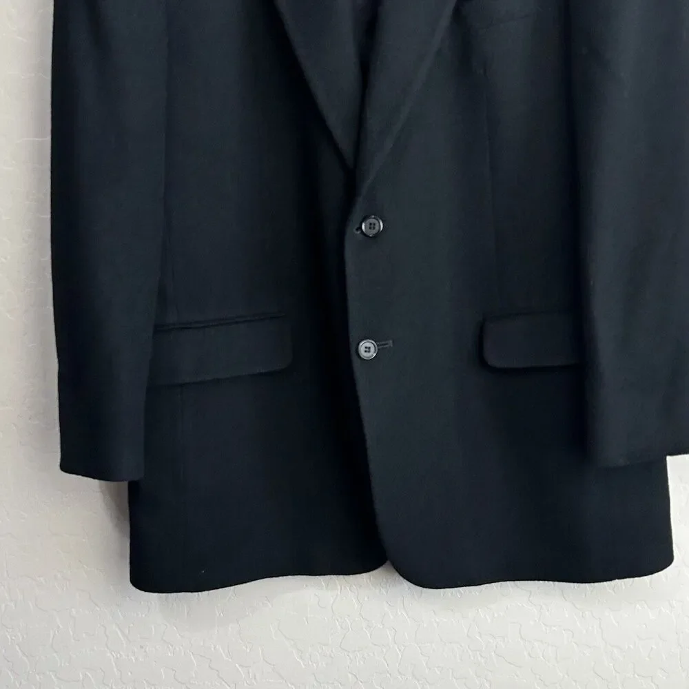 Brooks Brothers Sport Coat Mens 42R Solid Black Camel Hair Blazer Two Button